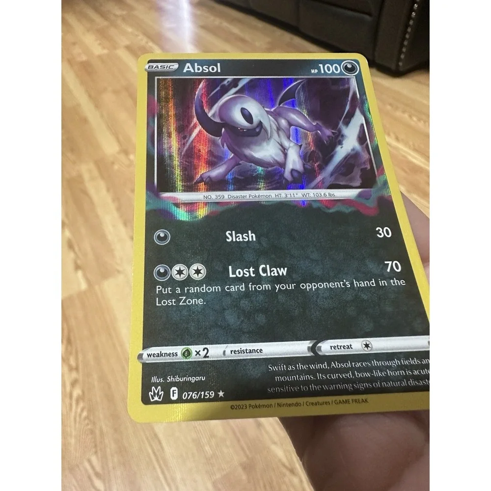 Absol Holo Rare HOLO BLEED ERROR! extra holo on card!‎ Crown Zenith 076/159 NM